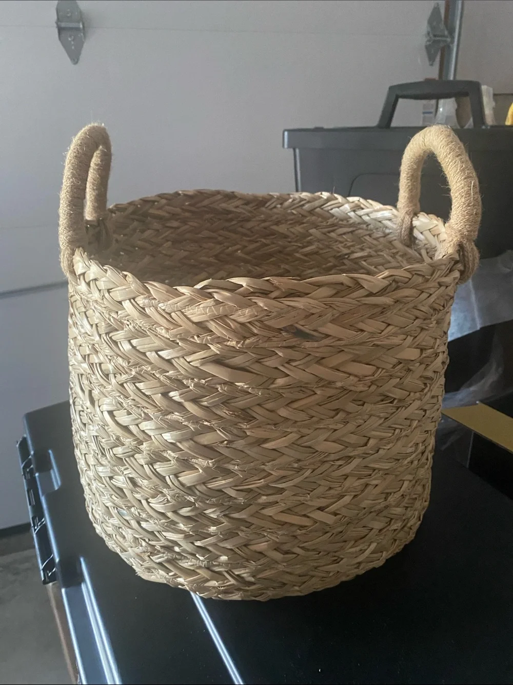 NWT Hearth and Hand Natural Woven Seagrass Basket with Handles - Neutral